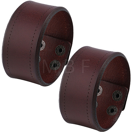 Flat Sided Cowhide Leather Cord Bracelets BJEW-CL0001-59-1