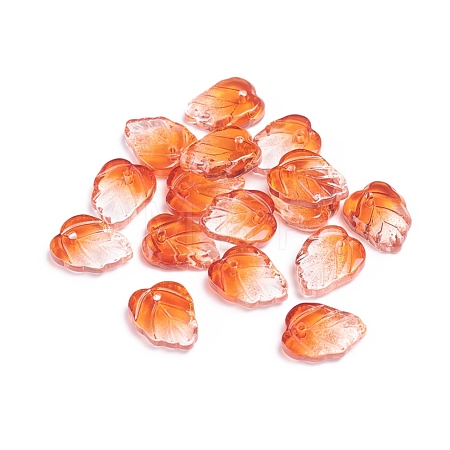 Autumn Theme Two-Tone Transparent Glass Charms GLAA-H016-15O-1