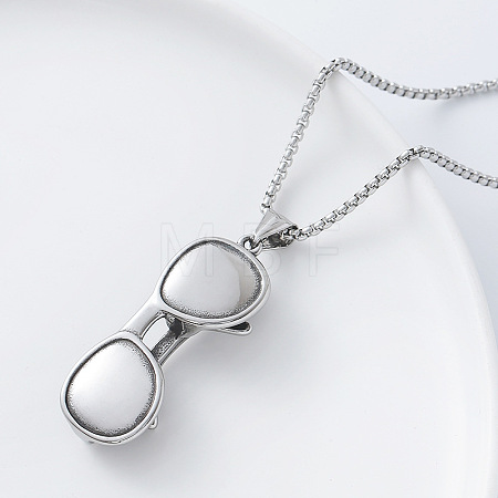 Retro 304 Stainlee Steel Glasses Pendant Box Chain Necklaces for Men Women JT9849-1