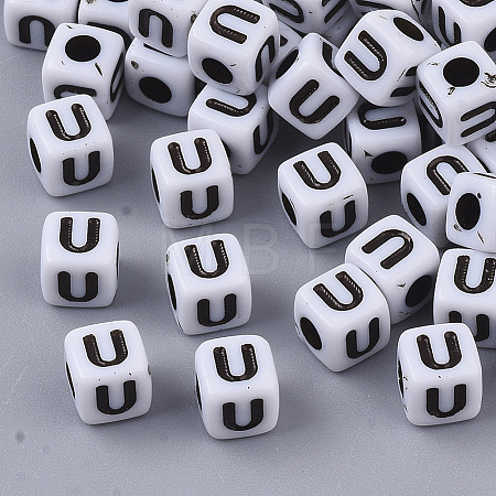 White Opaque Acrylic Beads X-MACR-R869-02U-1