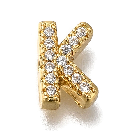 Rack Plating Brass Micro Pave Clear Cubic Zirconia Beads KK-G500-30G-K-1