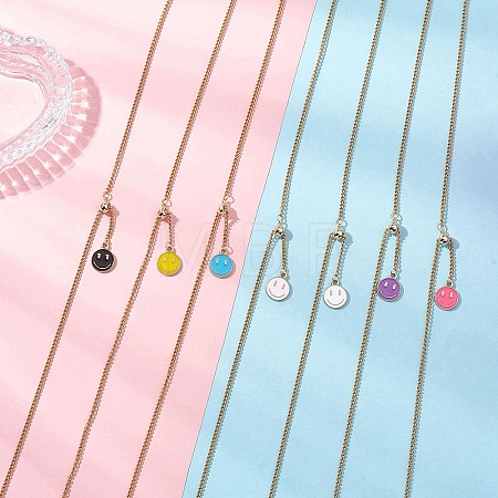 Adjustable 304 Stainless Steel Curb Chain Lariat Necklaces NJEW-JN05857-1