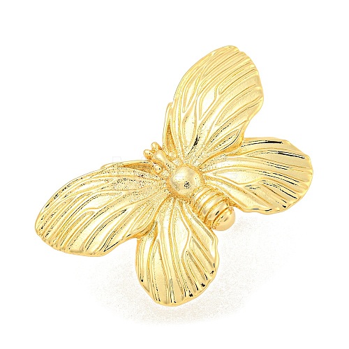 Rack Plating Butterfly Brass Finger Rings for Women RJEW-C103-05G-1