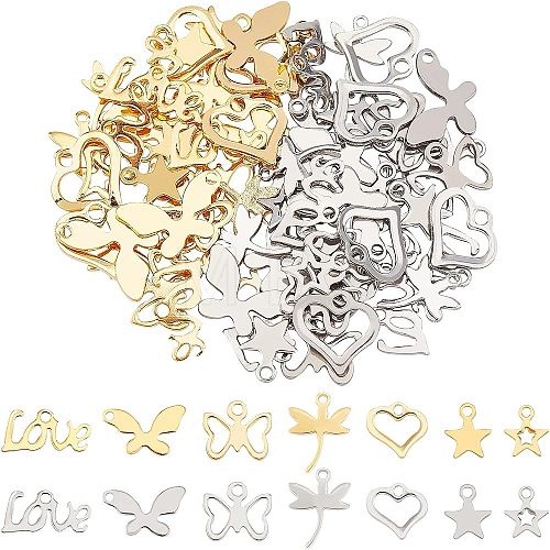 Unicraftale 2 Colors 304 Stainless Steel Charms STAS-UN0019-25-1