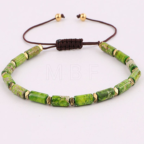 Column Natural Imperial Jasper Beaded Bracelets KU7824-7-1