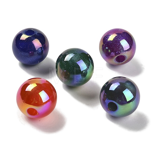 UV Plating Opaque Rainbow Iridescent Acrylic Beads SACR-R001-15A-1