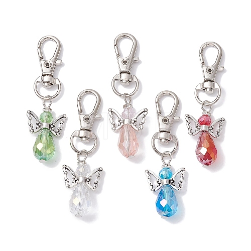 Angel Glass Beads Pendants Decorations HJEW-JM01315-01-1