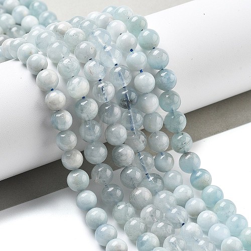 Natural Aquamarine Beads Strands G-R446-8mm-05-01-1