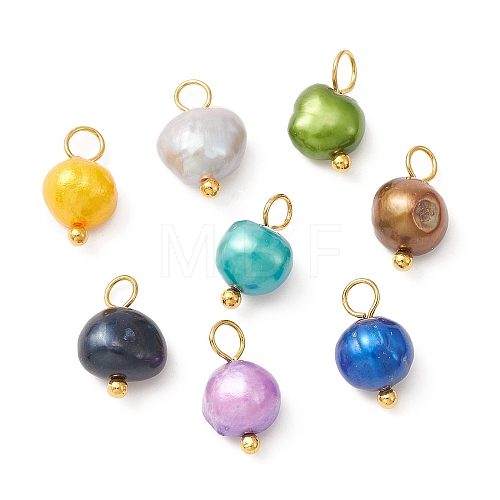 Dyed Natural Cultured Freshwater Pearl Charms PALLOY-JF02133-01-1