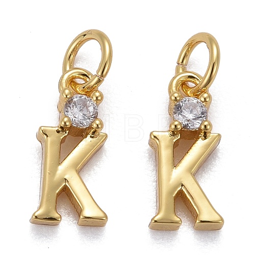 Brass Micro Pave Clear Cubic Zirconia Pendants ZIRC-Z011-35K-1