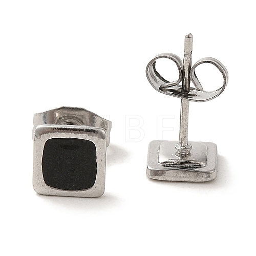 304 Stainless Steel Square Stud Earrings EJEW-C114-06P-01-1