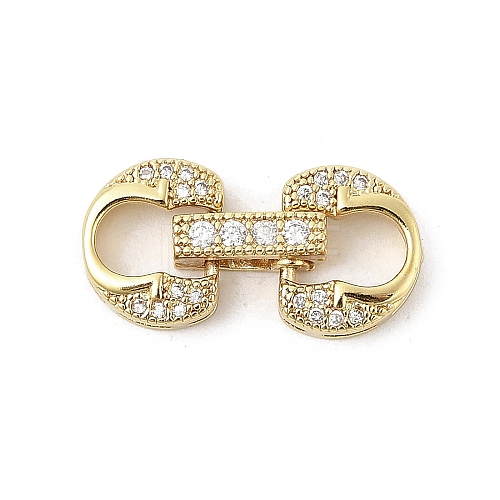 Brass Micro Pave Clear Cubic Zirconia Fold Over Clasps KK-U059-14G-1