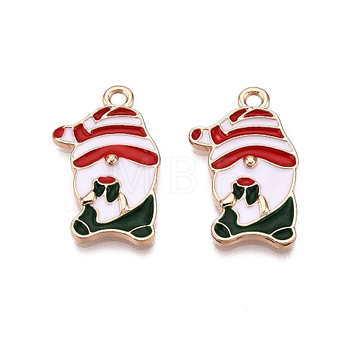 Christmas Theme Rack Plating Alloy Enamel Pendants ENAM-T021-12KCG-1