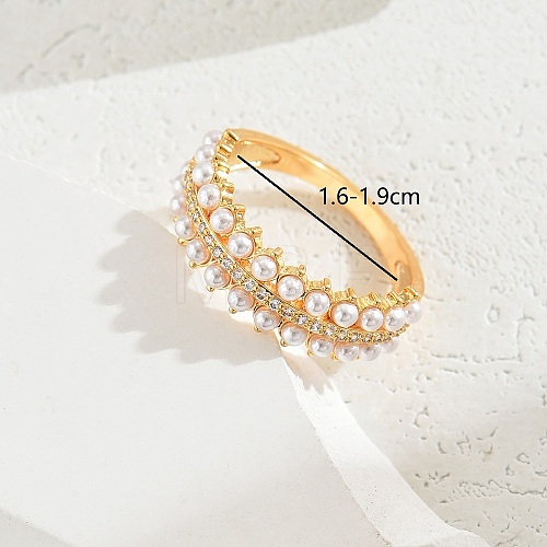 Exquisite Copper Inlaid Zircon Pearl Fashion Ring for Women Party Gift LE9138-1-1