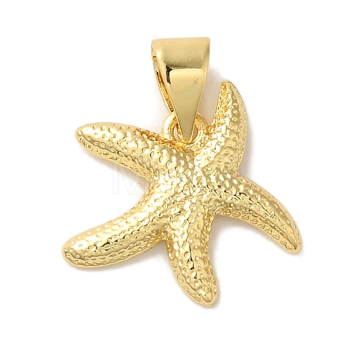 Starfish Rack Plating Brass Charms KK-U027-36G-1