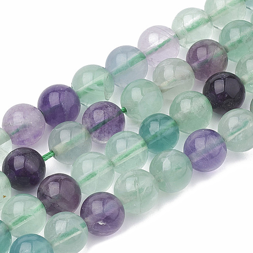 Natural Fluorite Beads Strands X-G-S333-8mm-006-1