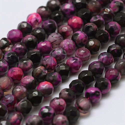 Faceted Natural Fire Crackle Agate Beads Strands X-G-F447-4mm-A08-1