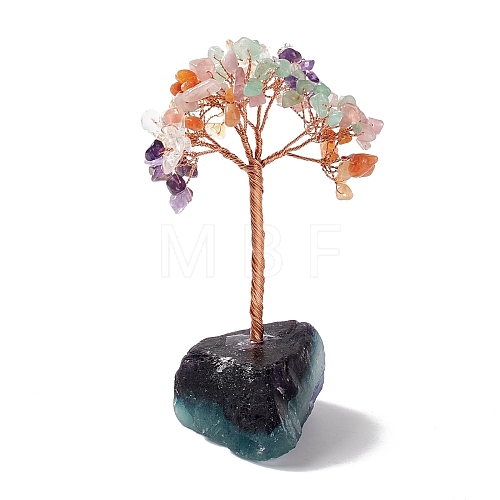 Natural Gemstone Tree Display Decoration DJEW-G027-10RG-02-1
