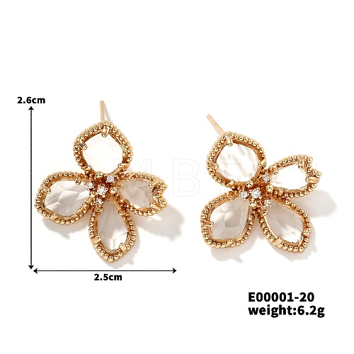 Fashionable and Elegant Floral Shaped Stud Earrings with Rhinestones QI6190-5-1