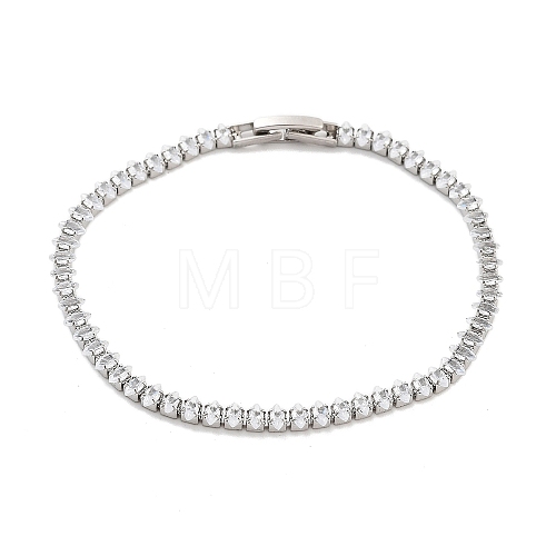 Brass Pave Clear Cubic Zirconia Horse Eye Link Bracelets BJEW-YWC0002-03A-P-1