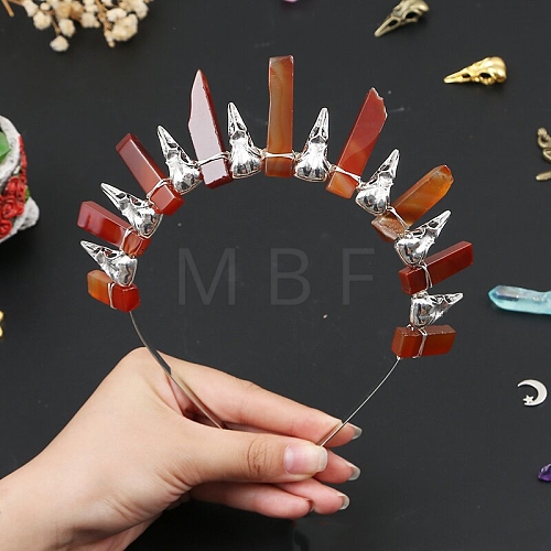 Natural Red Aventurine Hair Bands PW-WG39EEE-09-1