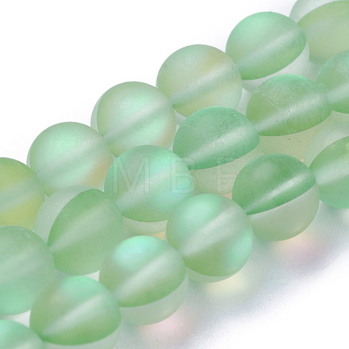 Synthetic Moonstone Beads Strands G-F142-10mm-15-1