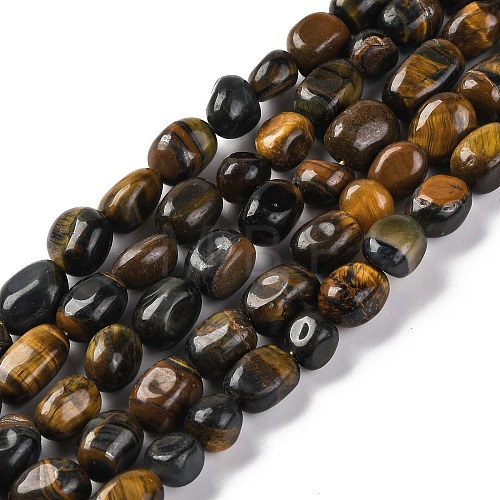 Natural Yellow Blue Tiger Eye(Dyed & Heated) Beads Strands G-G146-A17-01-1