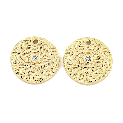 Brass Micro Pave Clear Cubic Zirconia Pendants KK-S386-09G-1