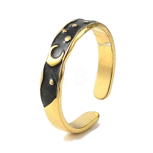 304 Stainless Steel Enamel Open Cuff Rings for Women RJEW-F166-16G-02-1