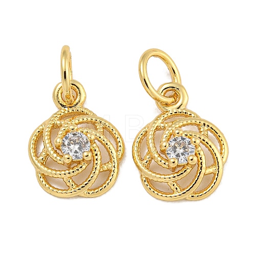 Rack Plating Brass Micro Pave Clear Cubic Zirconia Charms KK-U030-21G-1