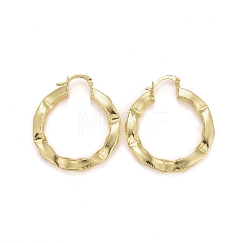 Rack Plating Brass Chunky Huggie Hoop Earrings for Women EJEW-C014-01G-1