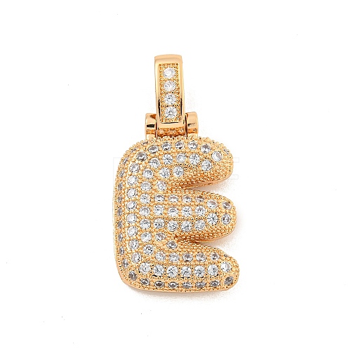 Brass Micro Pave Clear Cubic Zirconia Pendants KK-B099-01G-E-1