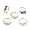 Round Natural Green Aventurine & Tiger Eye & White Moonstone & Sodalite & Rose Quartz Finger Rings RJEW-JR00720-1