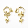 Brass Micro Pave Clear Cubic Zirconia Connector Charms KK-E068-VB073-1