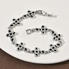Brass Enamel Micro Pave Clear Cubic Zirconia Cross Link Chain Bracelets for Women BJEW-G764-02P-3