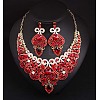 Alloy Rhinestone Bib Necklaces & Dangle Earrrings Sets for Women WG32480-01-1