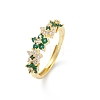 Green Cubic Zirconia Flower Adjustable Ring RJEW-K240-09G-3