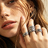 Zinc Alloy Rhinestone Cuff Open Rings Set FS-WGB6ABE-02-1