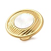 Flat Round 304 Stainless Steel White Shell Finger Rings for Women RJEW-G346-05G-02-4