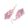 Heart Glass Seed Beaded Tassel Dangle Earrings for Women EJEW-MZ00201-02-4