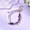 Natural Amethyst Chip Beads & Glass Seed Beads Beaded Bracelets for Women BJEW-JB14137-02-2