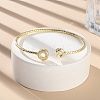 Clear Cubic Zirconia Open Cuff Bangle BJEW-G737-01G-02-2