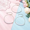 3Pcs 3 Colors Gemstone and Shell Pearl Round Beaded Ankelets AJEW-AN00707-1