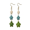 Dyed Tortoise Synthetic Turquoise Dangle Earrings EJEW-JE07362-03-3