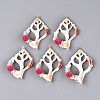 Natural Shell Slice Copper Wire Wrapped Big Pendants SSHEL-N042-24-1