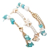 3Pcs 3 Styles Starfish Synthetic Magnesite & Turquoise Beaded Anklets AJEW-TA00030-5