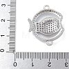 Rack Plating Brass Micro Pave Clear Cubic Zirconia Fish Connector Charms kk-A234-46P-3