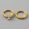 2Pcs 2 Style Cubic Zirconia Heart Finger Rings RJEW-WH0016-02G-02-1