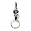 Tibetan Style 316 Surgical Stainless Steel Fittings with 304 Stainless Steel Key Ring with Synthetic Turquoise FIND-Q101-13AS-1