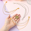 4Pcs 2 Styles Brass & Glass Pearl Bag Extender Chains HJEW-SW00360-3